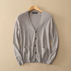 Autumn Mens V Neck Knitted Cashmere Cardigan