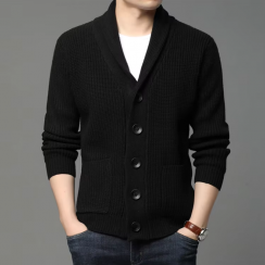 3 Pcs Mens Tuwn Down V Neck Collar Cardigan With Pockects