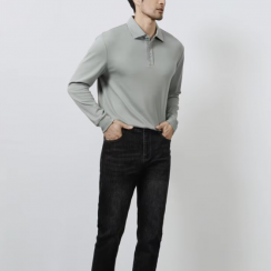 10 Pcs High Bottom Long Sleeved Cotton Polo Shirts for Men