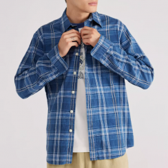 4 Pcs Long Sleeve Plaid Pattern Linen Cotton Blend Shirt