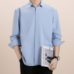 8 Pcs Mens Long Sleeve Solid Color Cotton Shirt